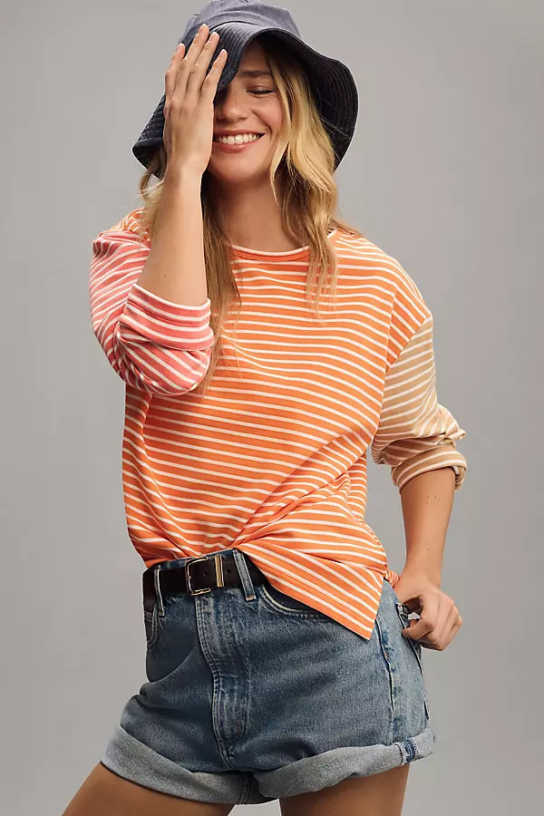 English Factory Long-Sleeve Contrast Striped Top | Anthropologie (US)