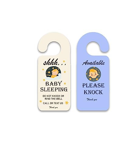 Baby Sleeping Sign for Front Door, 2pack Please Do not Knock or Ring Bell Baby Is Sleeping Double-sided PVC Door Sign- for Nursery Infants School Kindergarten & for New Mom New Born Gifts | Amazon (US)