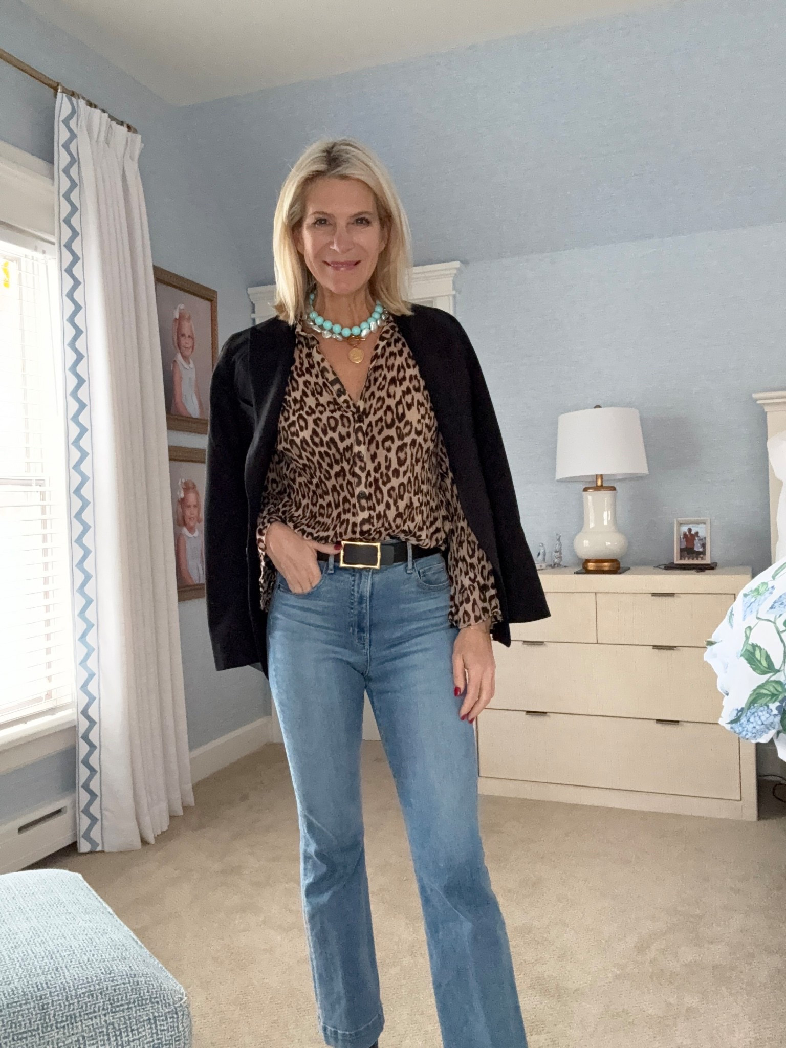 OOTD!  Love a great leopard blouse paired with light wash jeans vs black pants.  

#LTKOver40 #LTKootd #LTKSaleAlert