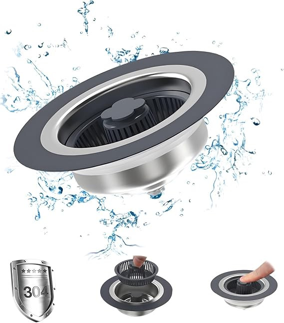 Upgraded 3 in 1 Kitchen Sink Drain Strainer and Stopper Combo,Stainless Steel Pop-up Sink Stopper... | Amazon (US)