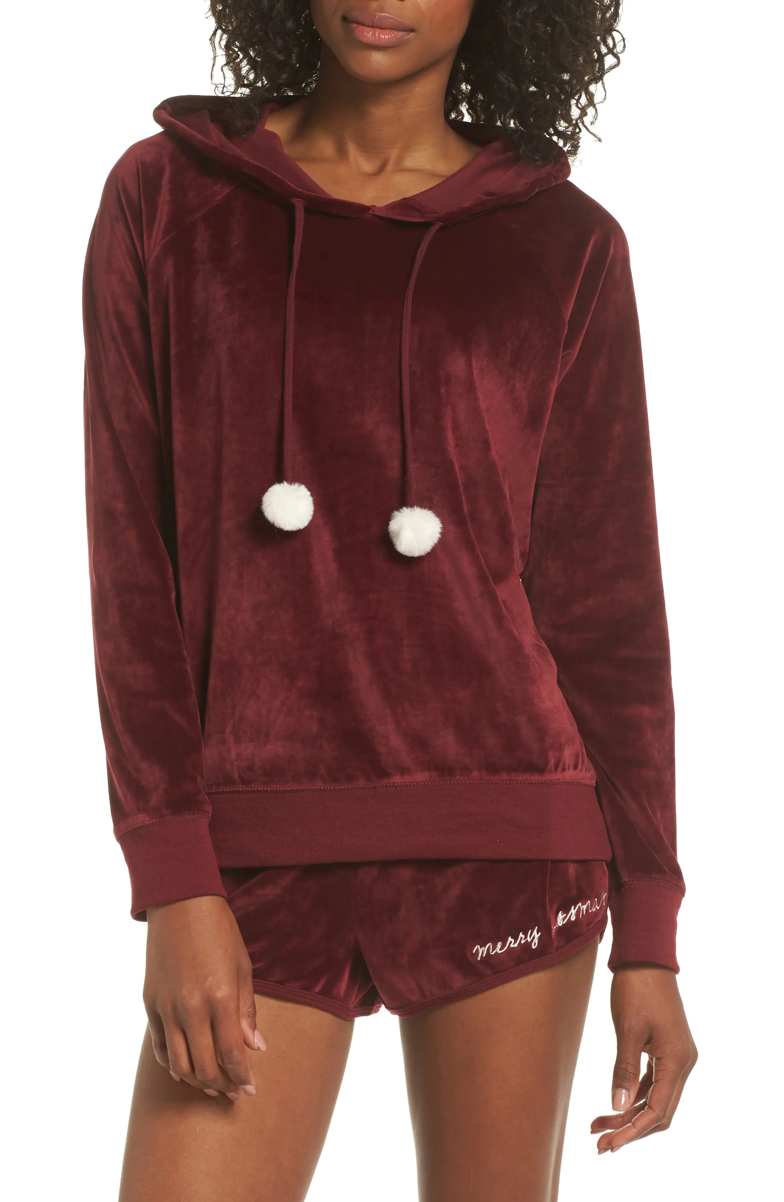 COZY ZOE Velour Hooded Pajamas | Nordstrom