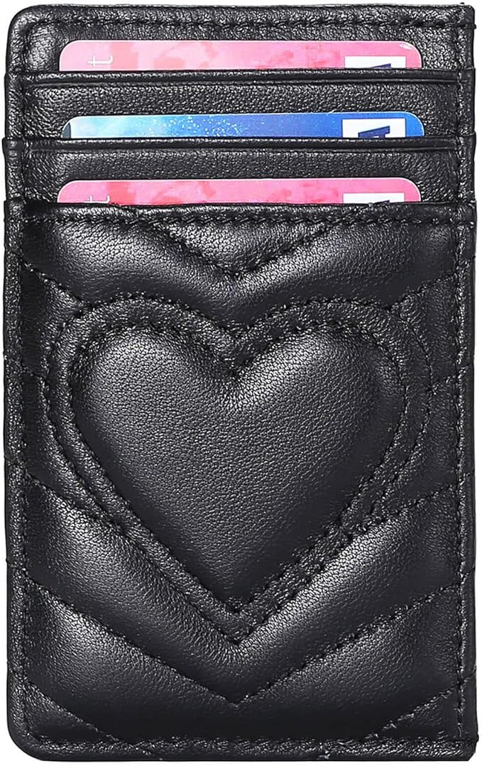Quilted Leather Card Holder Wallet with RFID Blocking, Slim Front Pocket Wallet - Gifts for Teena... | Amazon (US)