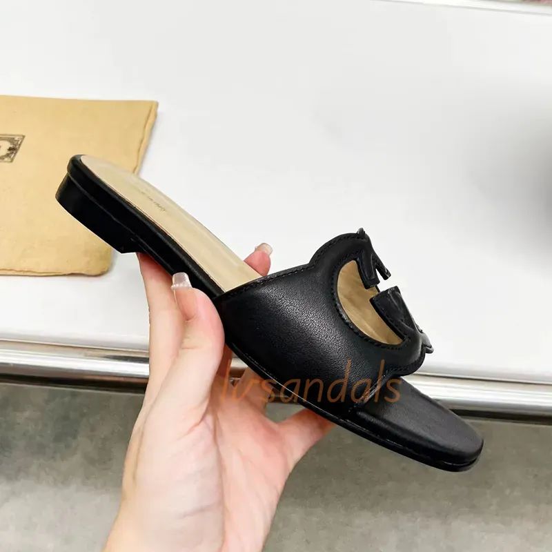 Designer Sandal Luxury Slipper Womens Summer Flat Heel Slipper Slides Leather Casual Comfort Flip... | DHGate