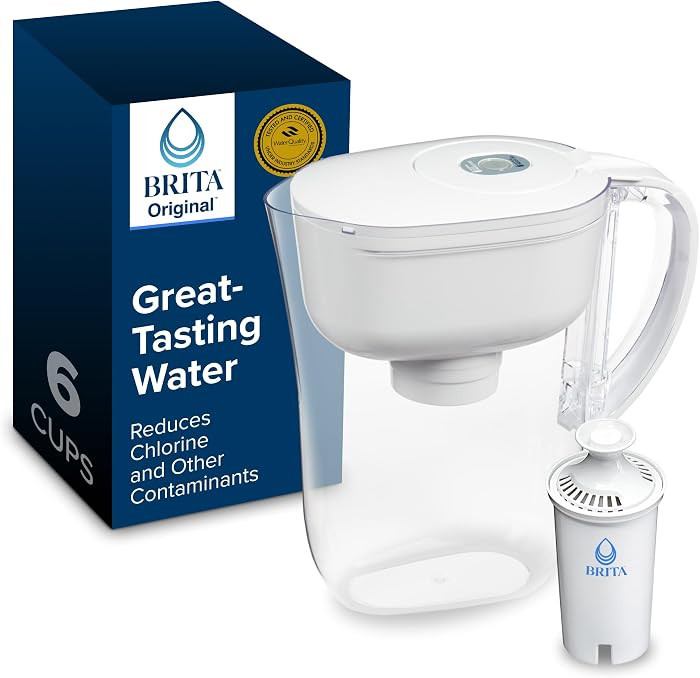 Brita Metro Small 6-Cup Water Filter Pitcher, WQA NSF/ANSI Certified, Mini-Fridge Friendly, Remov... | Amazon (US)