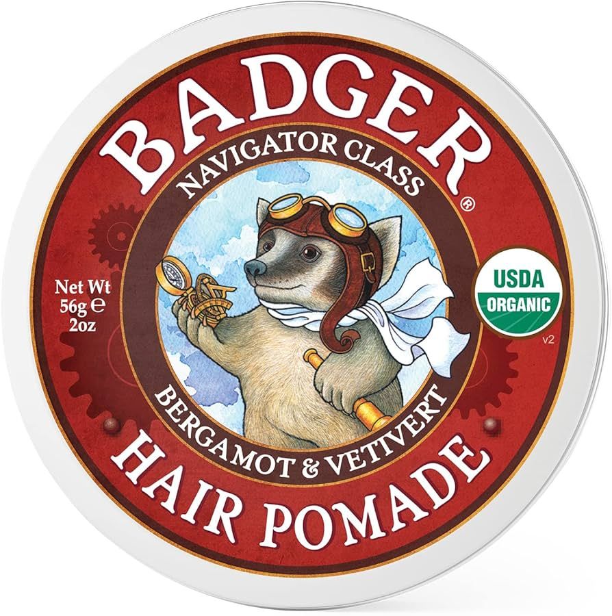 Badger - Hair Pomade, Certified Organic, Medium Hold Hair Pomade with Great Shine, Essential Oils... | Amazon (US)