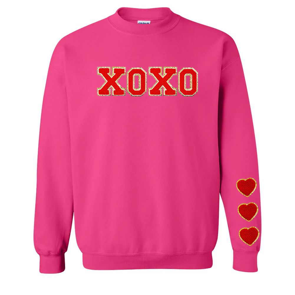 XOXO Red Letter Patch Crewneck Sweatshirt | United Monograms