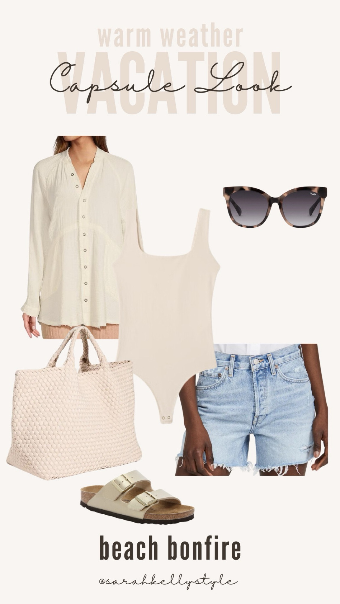 Vacation capsule wardroom for warm weather travel - swimwear, shorts, travel, spring/summer dress, beach coverup, sandals, Sarah Kelly Style

#LTKSeasonal #LTKtravel #LTKover40