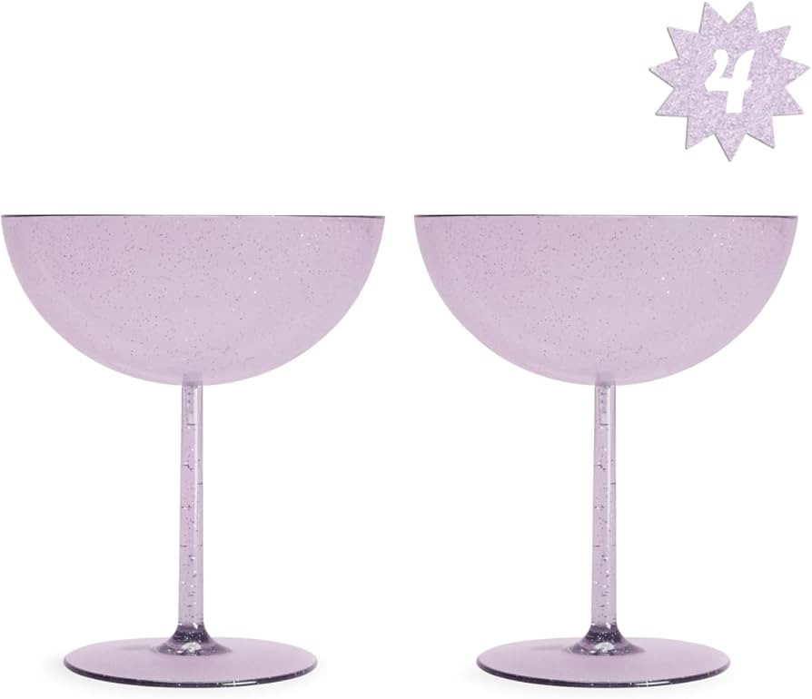 xo, Fetti Lavender Plastic Glitter Coupe Cups - Set of 4 | Bachelorette Party Decorations, Cute B... | Amazon (US)