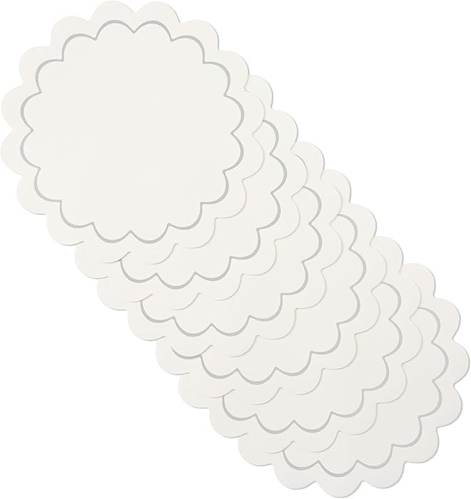 Kate Spade New York Scallop Edge Round Reversible Placemats 6-Pack Set, Imitation Leather with Me... | Amazon (US)