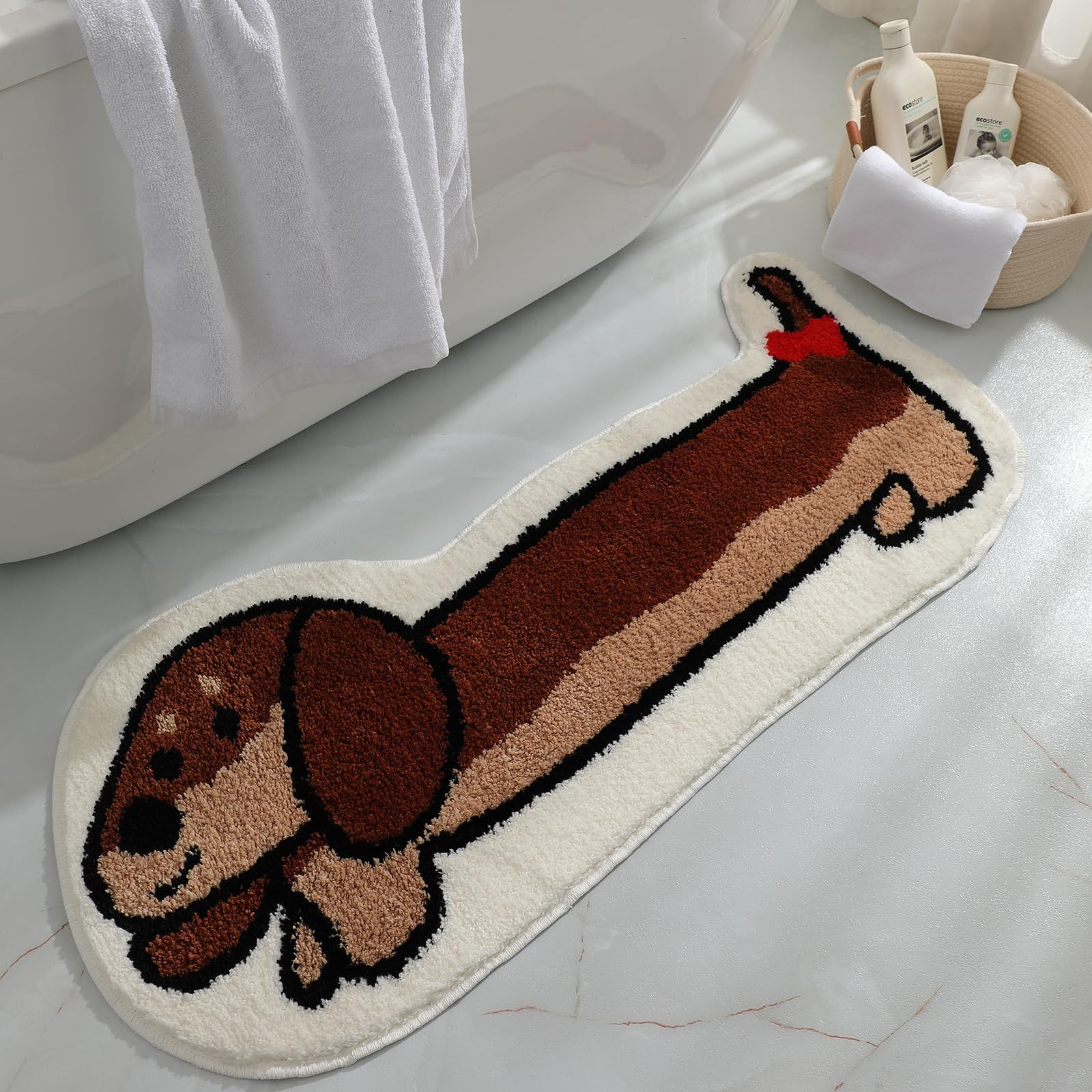 FANC GUY Cute Funky Dachshund Dog Design Super Absorbent Bath Mat Fun Machine Washable Non Slip B... | Amazon (US)