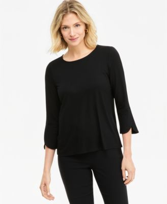 Jm Collection Women's 3/4-Length Tulip Sleeve Scoop Neck T-Shirt, Macy's Exclusive - Intrepid Blue | Macy's