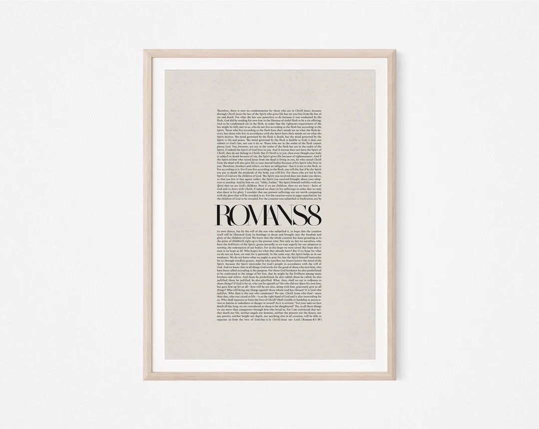 Romans 8 Bible Verse Christian Wall Art Faith Print - Etsy | Etsy (US)