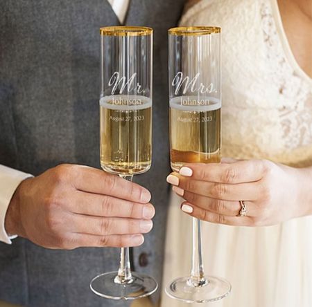 Engraved Mr. and Mrs. Wedding Gold Rim Champagne Flute Set from GiftsForYouNow

flute glasses | wedding gifts | wedding shower | wedding toasting flutes | keepsakes | personalized gift | engaged #LTKSpringSale 

#LTKhome #LTKwedding