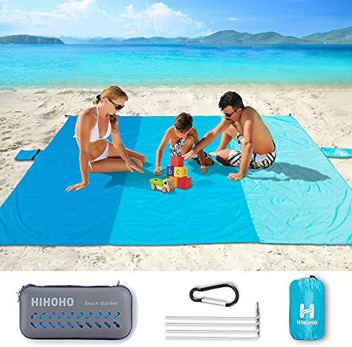 HIHOHO Sand Proof Beach Blanket, Large 82" X79" Family Nylon Beach Mat for 2-4 Adults Lightweight Ou | Amazon (US)