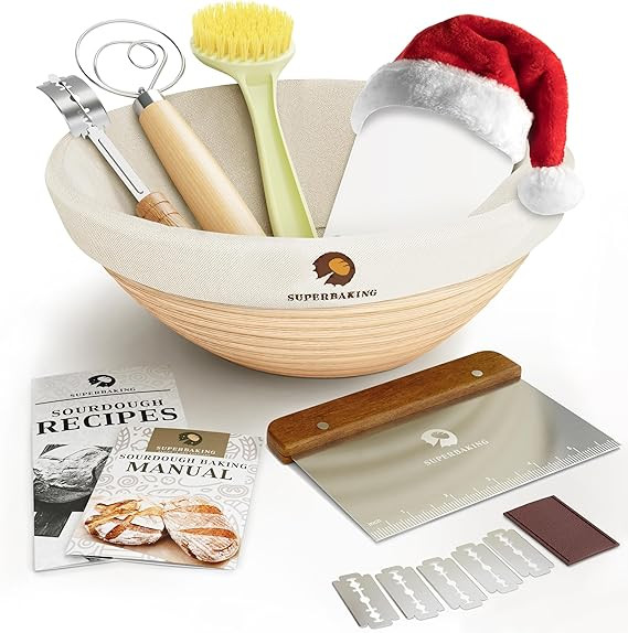 Superbaking Banneton Bread Proofing Basket, Sourdough Bread Baking Supplies, Round 9 Inch Sourdou... | Amazon (US)
