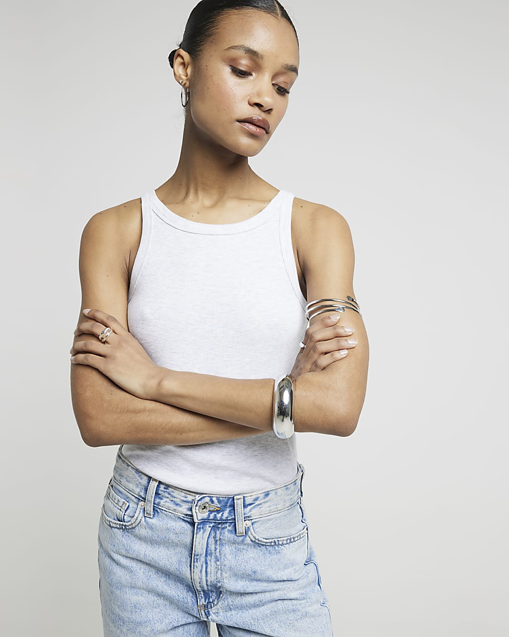 Blue high waist straight jeans | River Island (UK & IE)