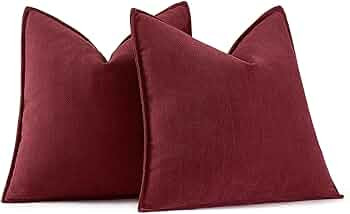MIULEE Pack of 2 Christmas Burgundy Decorative Pillow Covers 18x18 Inch Soft Chenille Couch Throw... | Amazon (US)