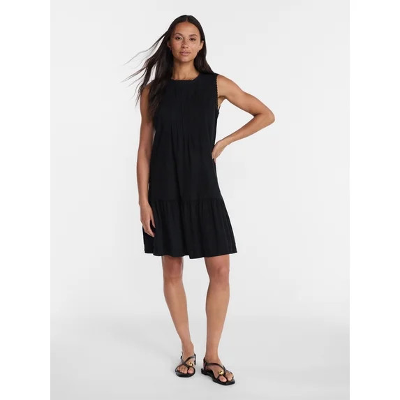 Time and Tru Women's Linen Blend Shift Dress, Sizes XS-XXXL | Walmart (US)