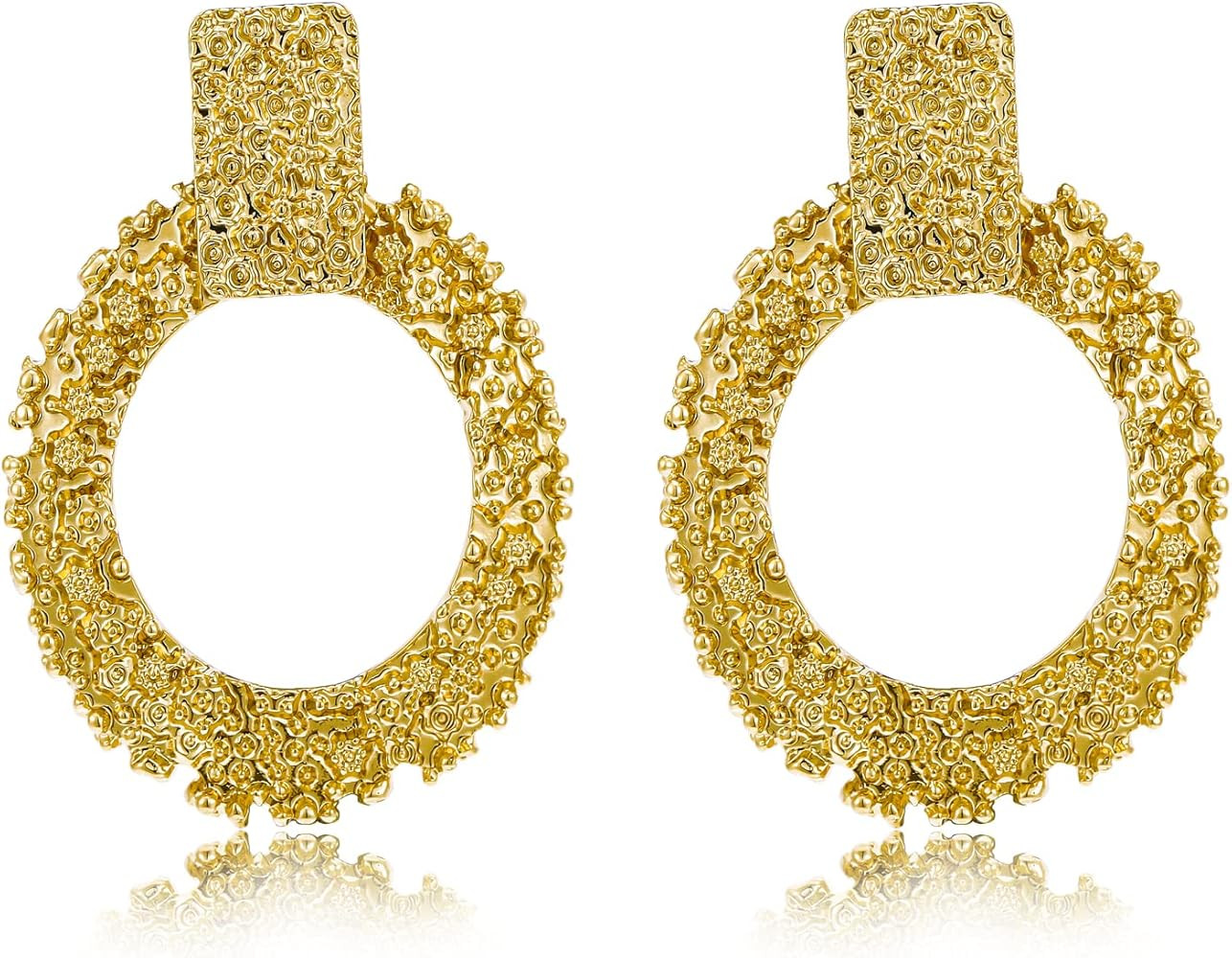 Gold Square Geometric Dangle Earrings - Large Rectangle Big Gold Statement Drop Earrings for Wome... | Amazon (US)