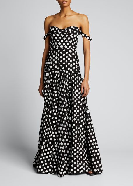Studio 189 Polka Dot Off-the-Shoulder Cotton Gown | Bergdorf Goodman