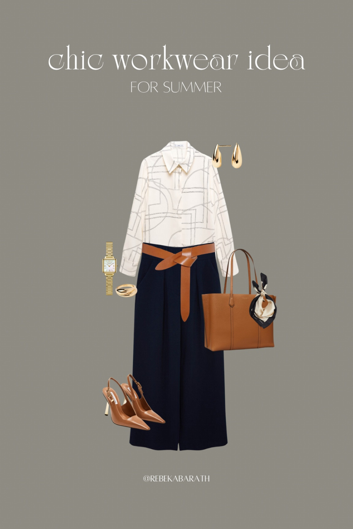 chic workwear idea for summer 💫

navy trousers | mango shirt | tory burch tote | tan accessories | isabel marant belt | steve madden heels | office outfits | pdpaola jewelry | lola rose watch

#LTKStyleTip #LTKShoeCrush #LTKWorkwear