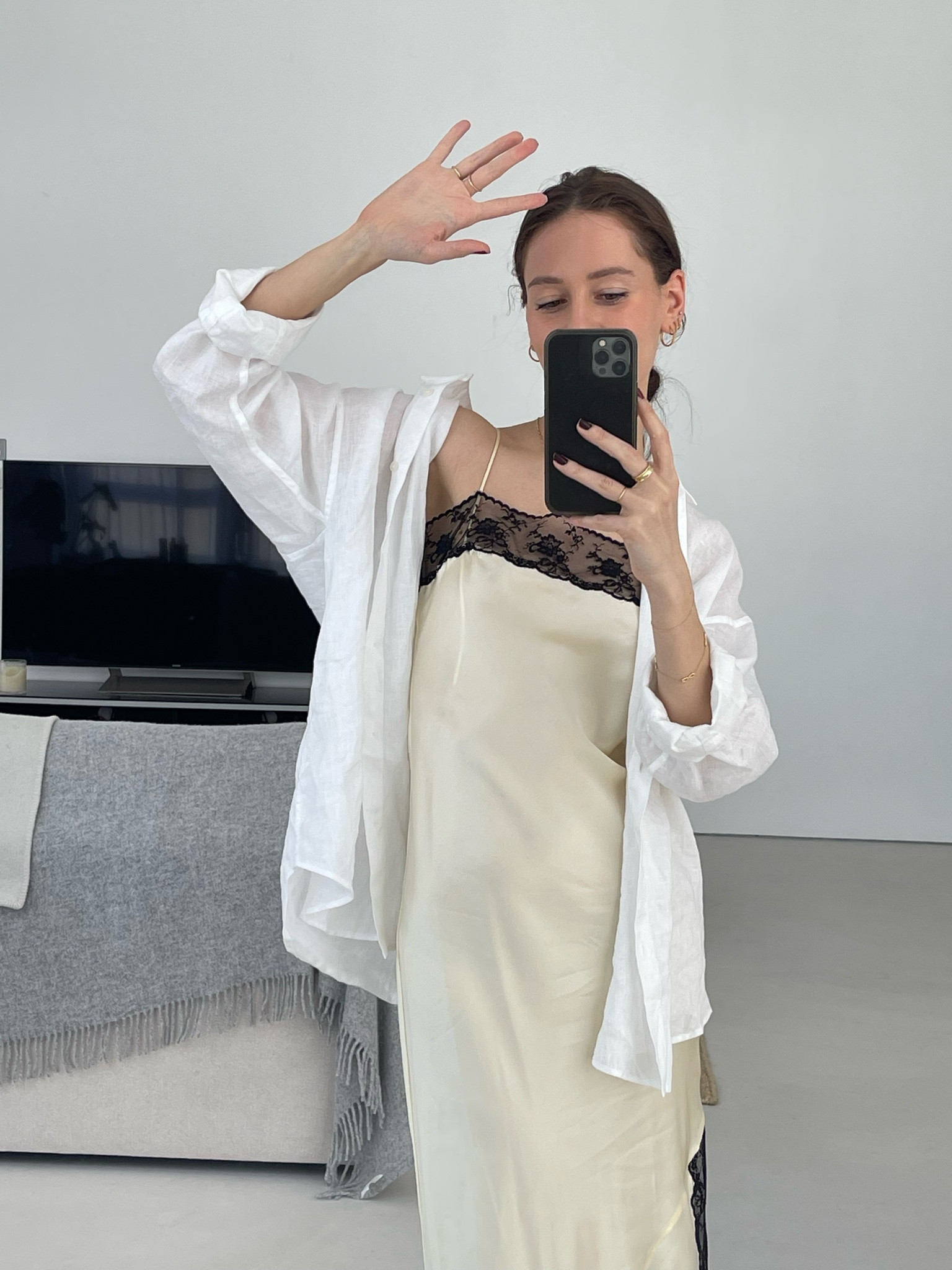 go to chic spring summer outfit 🕊 love silk lace with a cotton shirt. I’m wearing small in the shirt and xs in the dress 

#LTKaustralia #LTKeurope #LTKSeasonal