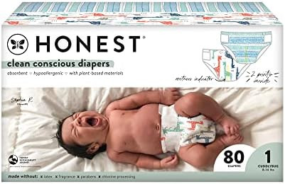 The Honest Company Clean Conscious Diapers, Dots & Dashes + Multi-Colored Giraffes Size 1, 80 Cou... | Amazon (US)