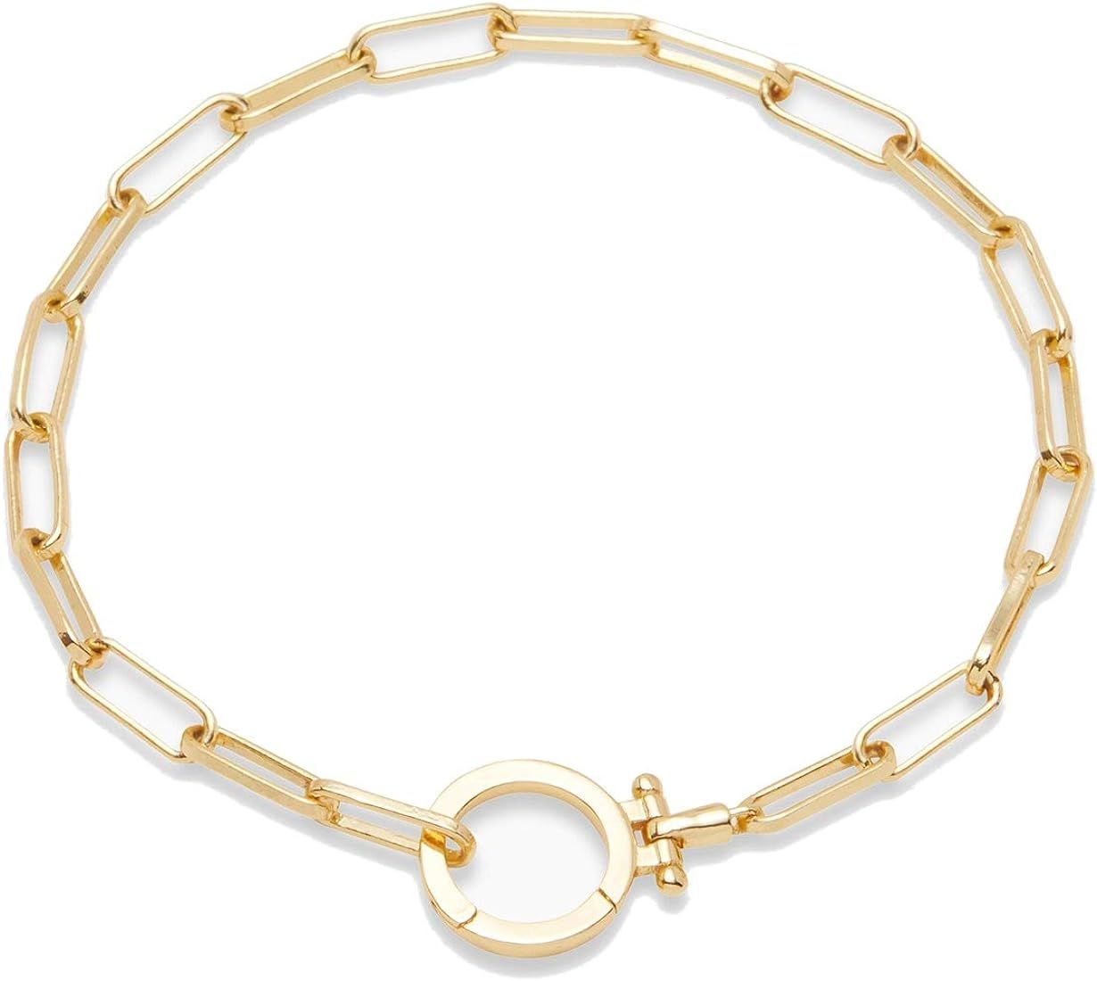 gorjana Women's Parker Link Bracelet, Paperclip Chain w/ Signature Clasp, Gold and Silver Plated | Amazon (US)