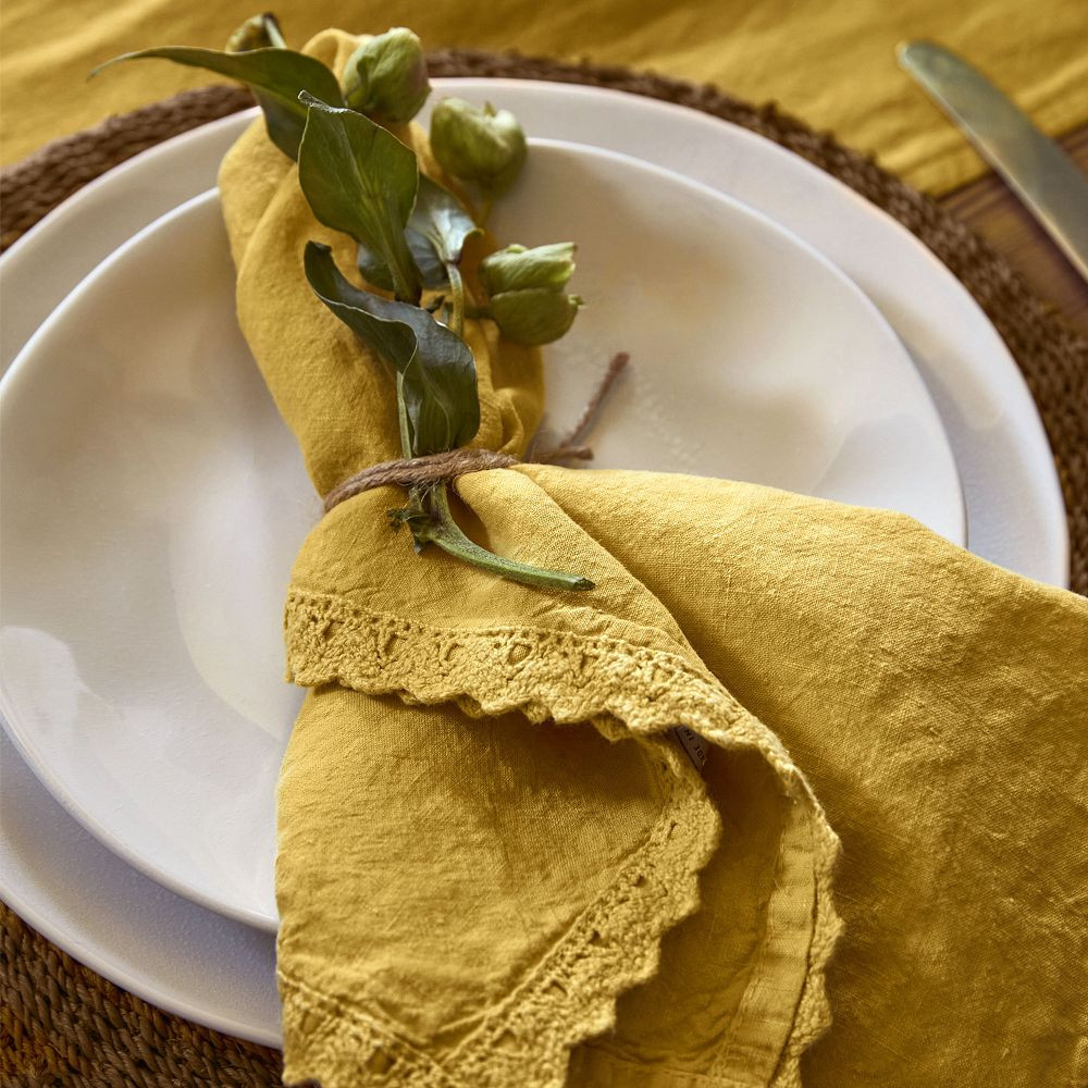 Linen Crochet Napkins, Set of 4 | GreenRow