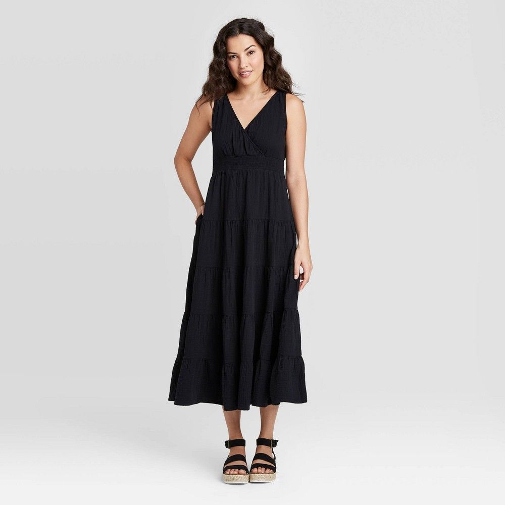 Women's Sleeveless Tiered Dress - Universal Thread Black S | Target