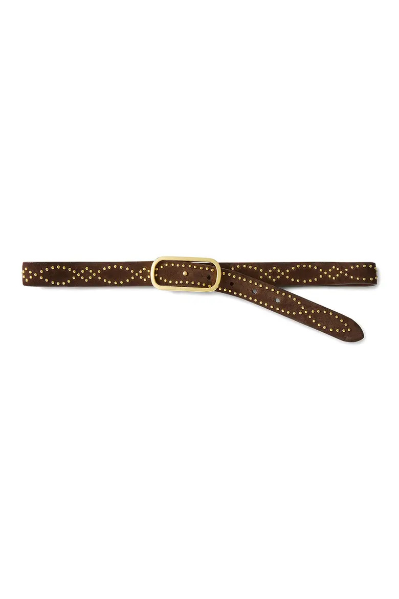 Veronica Beard Studded Leather Belt in Espresso at Nordstrom, Size Large | Nordstrom