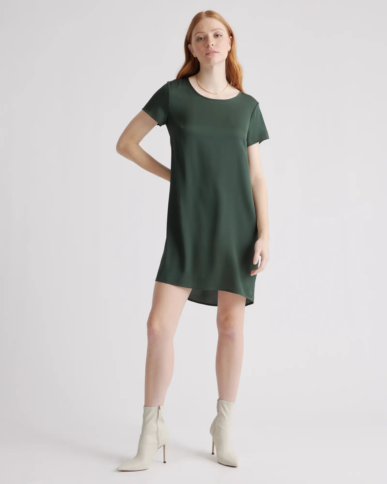 Washable Stretch Silk Tee Dress | Quince