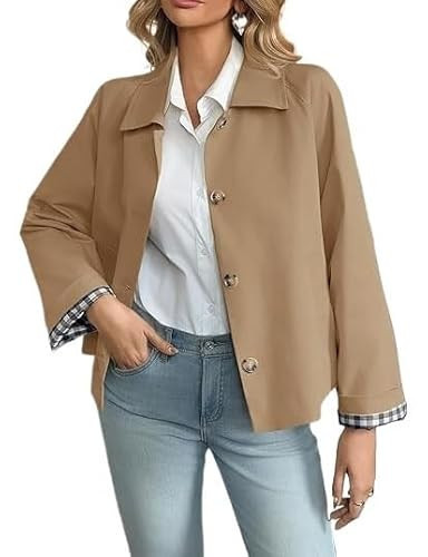 Womens lightweight jackets,2025coats for women short trench coats waterproof trench coat women(Brown,M(8/10)) | Amazon (US)