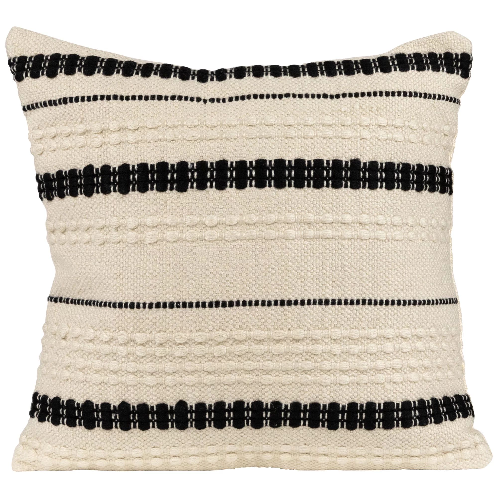 Northlight 20" White and Black Handloom Woven Outdoor Square Throw Pillow | Walmart (US)