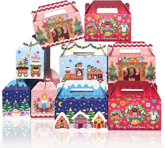 qiqee Christmas Gift Box 15.5x8.8x9 Inch 24pcs Xmas Wrap Treat Boxes | Amazon (US)