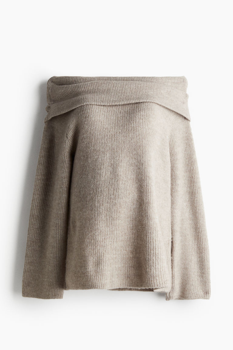 H & M - MAMA Off-the-Shoulder Sweater - Brown | H&M (US + CA)