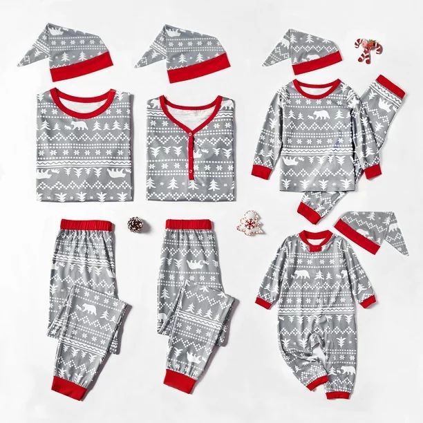 PatPat Christmas Theme Patterned Family Matching Pajamas Sets With a Hat,Flame Resistant,2-piece,... | Walmart (US)