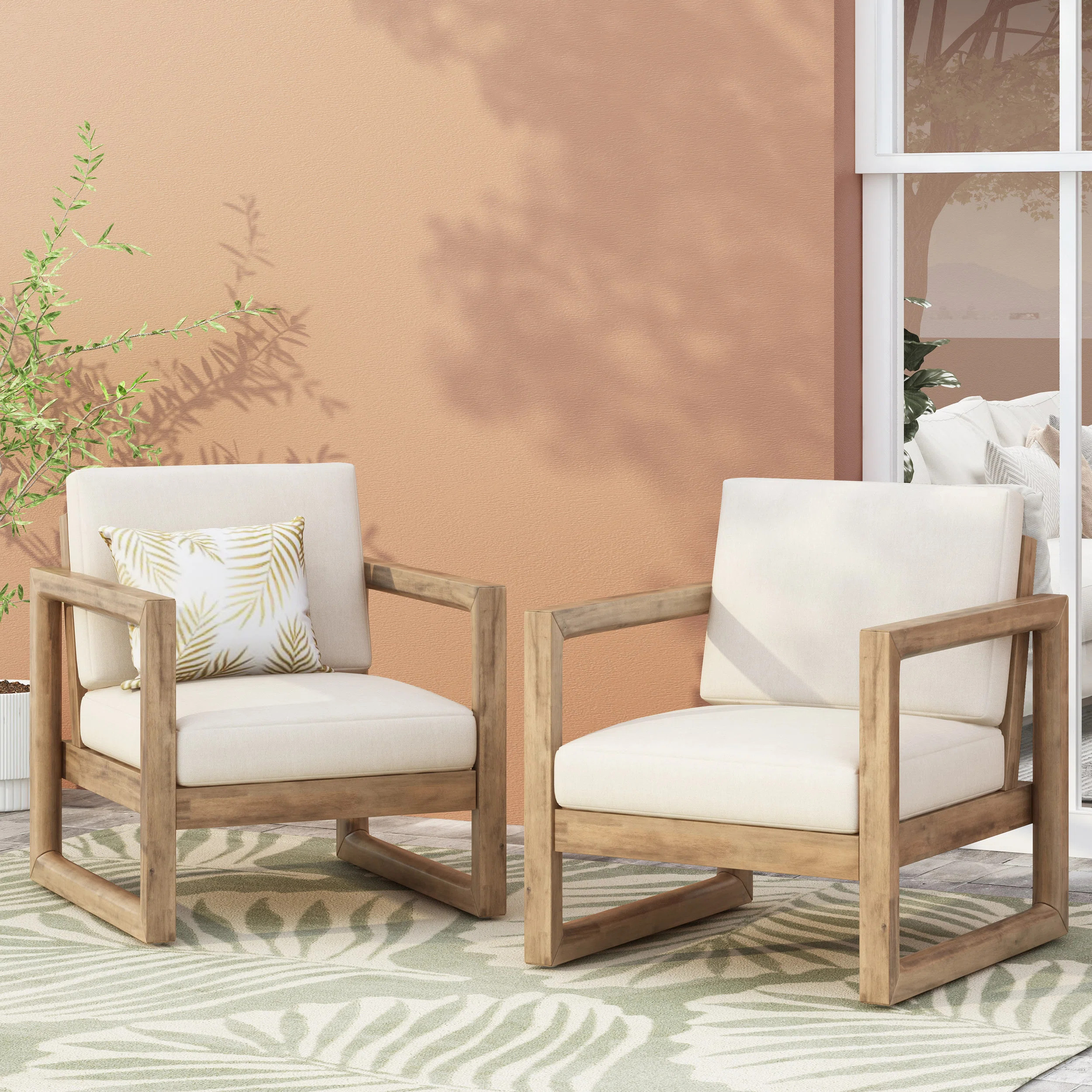 Patio Chair with Cushions (Set of 2) | Wayfair North America