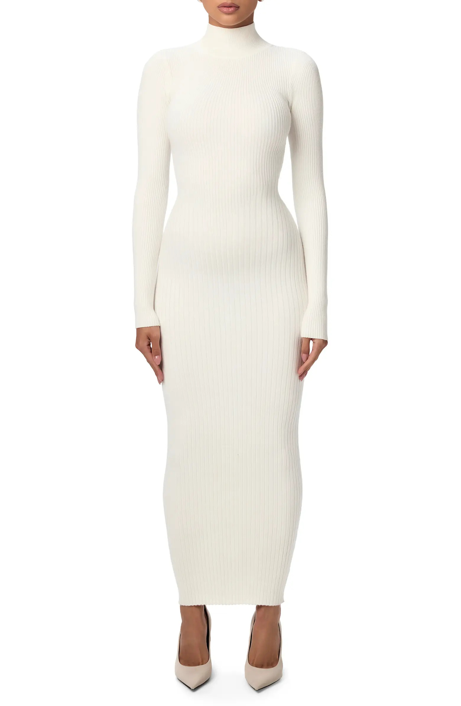 Back Corset Rib Long Sleeve Sweater Dress | Nordstrom