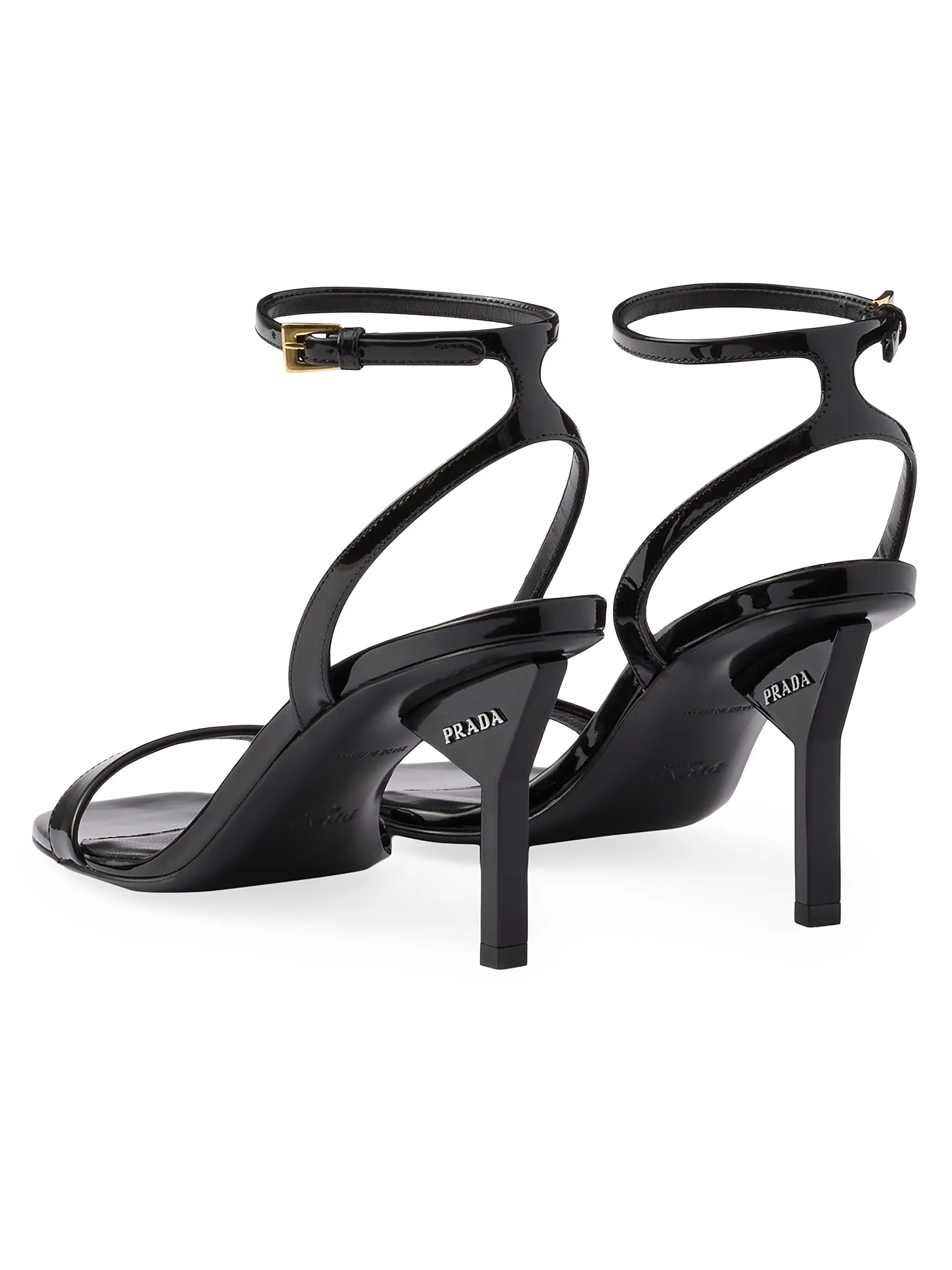 Shop Prada Patent Leather High-Heeled Sandals | Saks Fifth Avenue | Saks Fifth Avenue