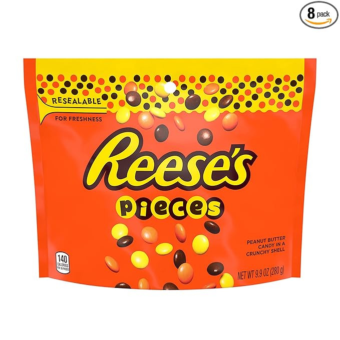 REESE'S PIECES Peanut Butter in a Crunchy Shell Candy, Gluten Free, Bulk, 9.9 oz Resealable Bags ... | Amazon (US)