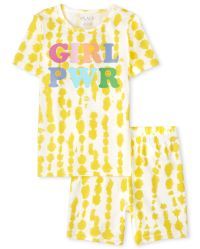 Girls Tie Dye Snug Fit Cotton Pajamas - golden glow | The Children's Place