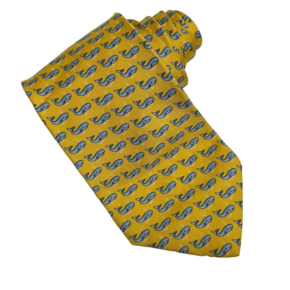 Brooks Brothers Makers Merchants Men's Necktie 100% Silk Yellow\u200e Blue Whales | Poshmark