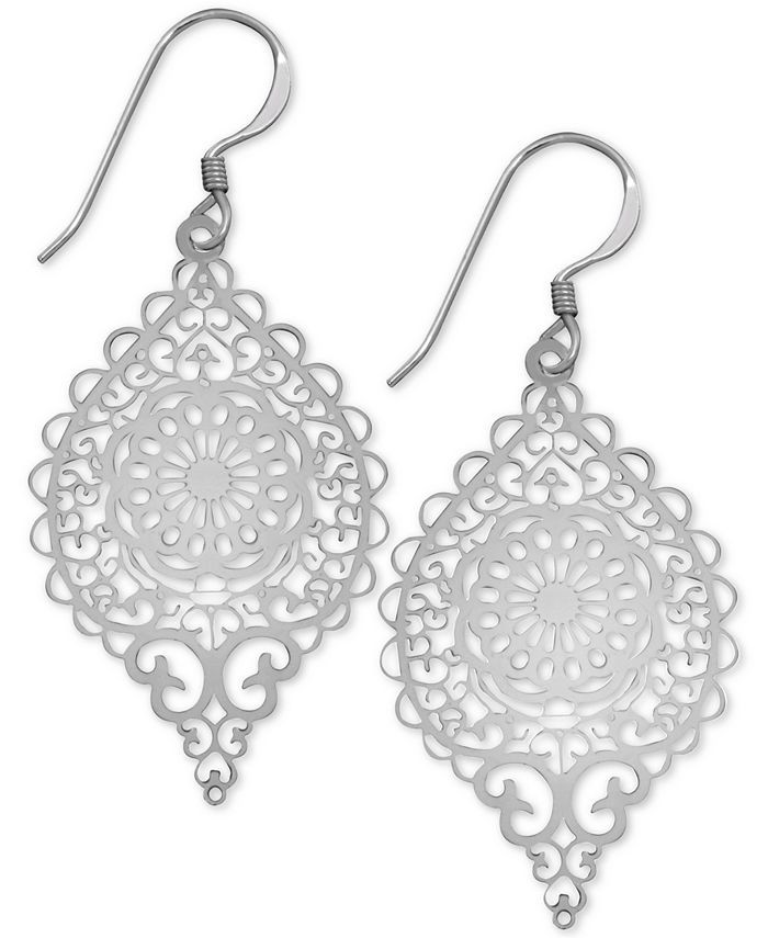 Essentials Filigree Drop Fine Silver Plate or Gold Plate Earrings & Reviews - Earrings - Jewelry ... | Macys (US)