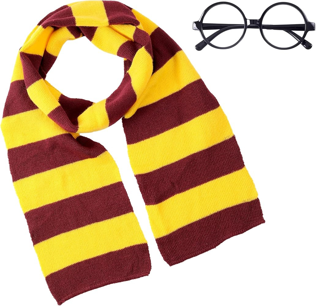 Wizard Costume Scarf with Cosplay Black Glasses Frame for Halloween Party Witch Cosplay Accessori... | Amazon (US)