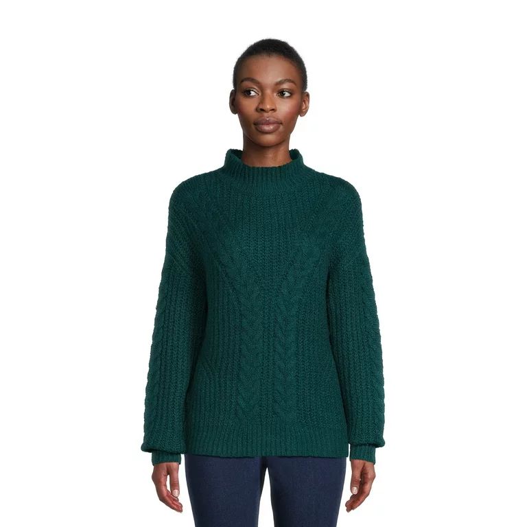 Time and Tru Women's Mock Neck Sweater, Mid-Weight, Sizes XS-XXXL | Walmart (US)