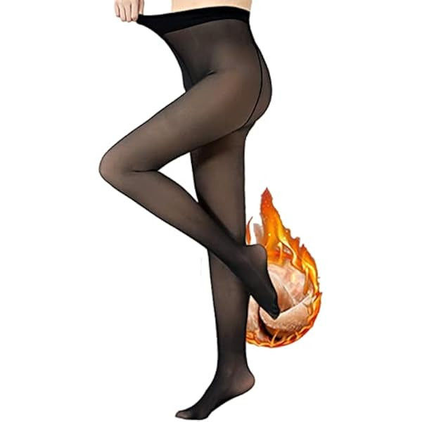 X-CHENG Fleece Lined Tights Sheer Women - Fake Translucent Warm Pantyhose Leggings Sheer Thick Tights for Winter | Amazon (US)