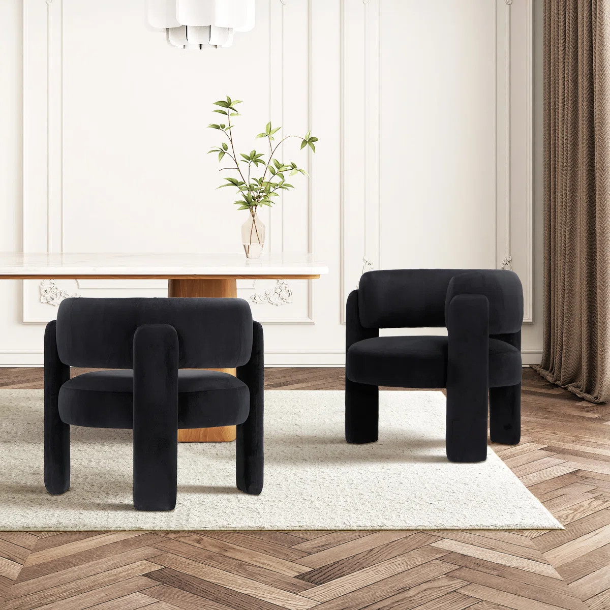 Velvet Upholstered Barrel Dining Armchair (Set of 2) | Wayfair North America