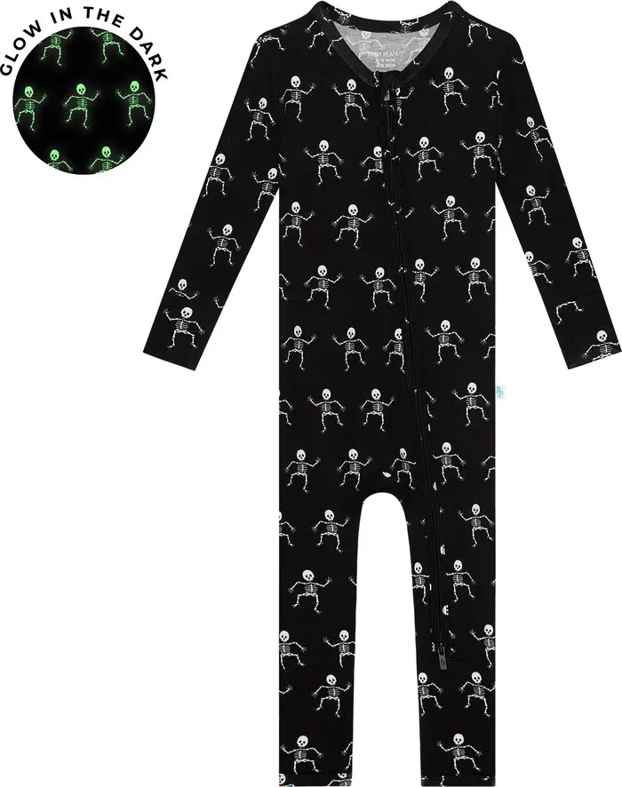 Dancing Skelly Fitted Convertible Footie Pajamas | Nordstrom