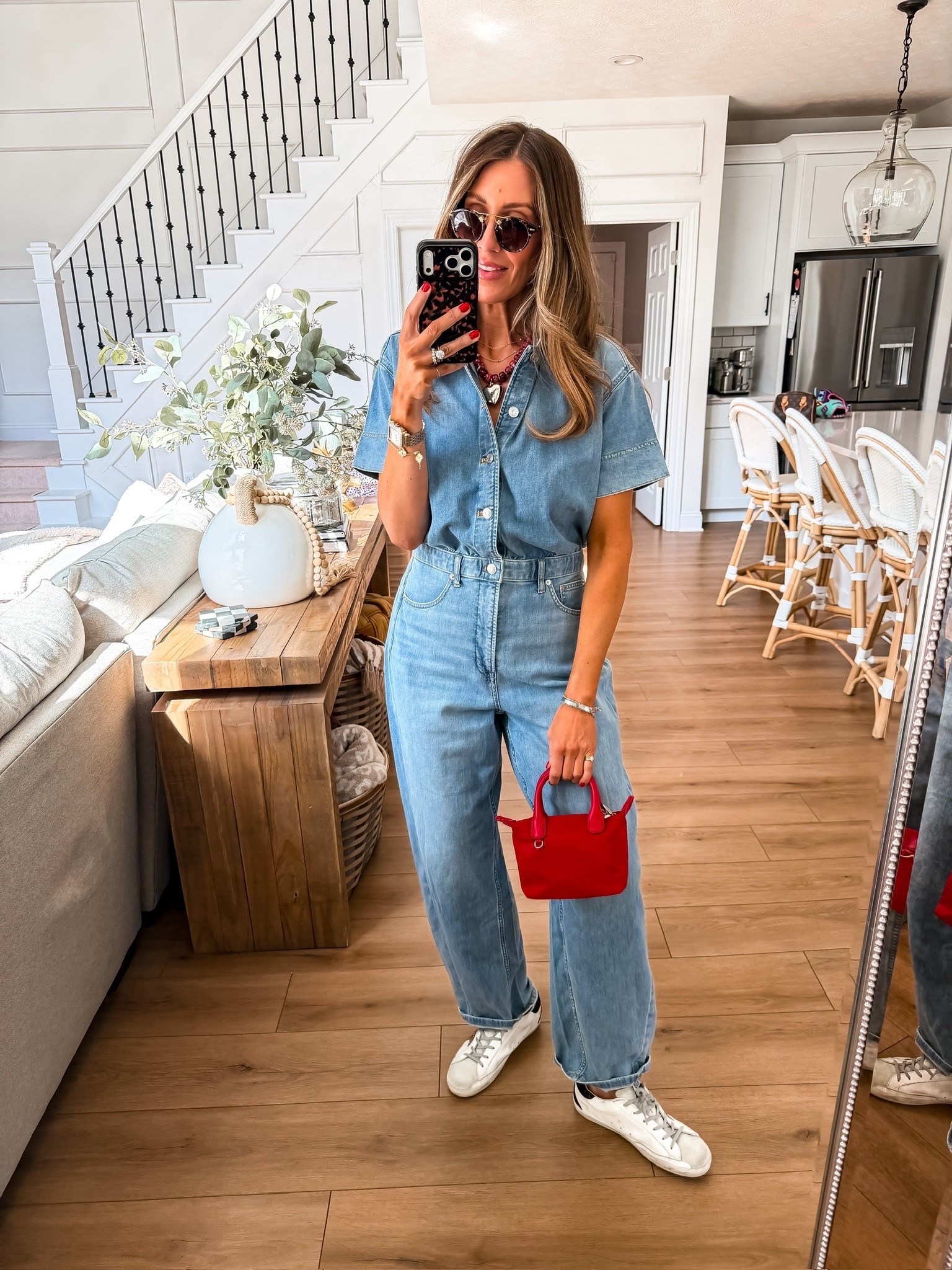 This denim one piece is such an easy win. Structured enough to feel put together but still super comfortable, and I love how you can dress it up or keep it casual with sneakers. The red bag just makes it pop

denim jumpsuit, casual outfit, everyday style, one piece outfit, easy look, themominstyle 

#LTKootd #LTKSeasonal #LTKOver40